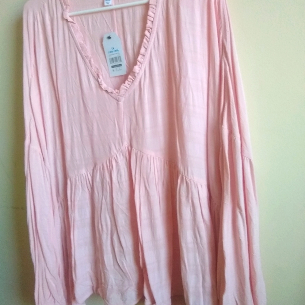 Cottage Core, BNWT Time & Tru, blush pink, boho style top, BNWT, size 1X